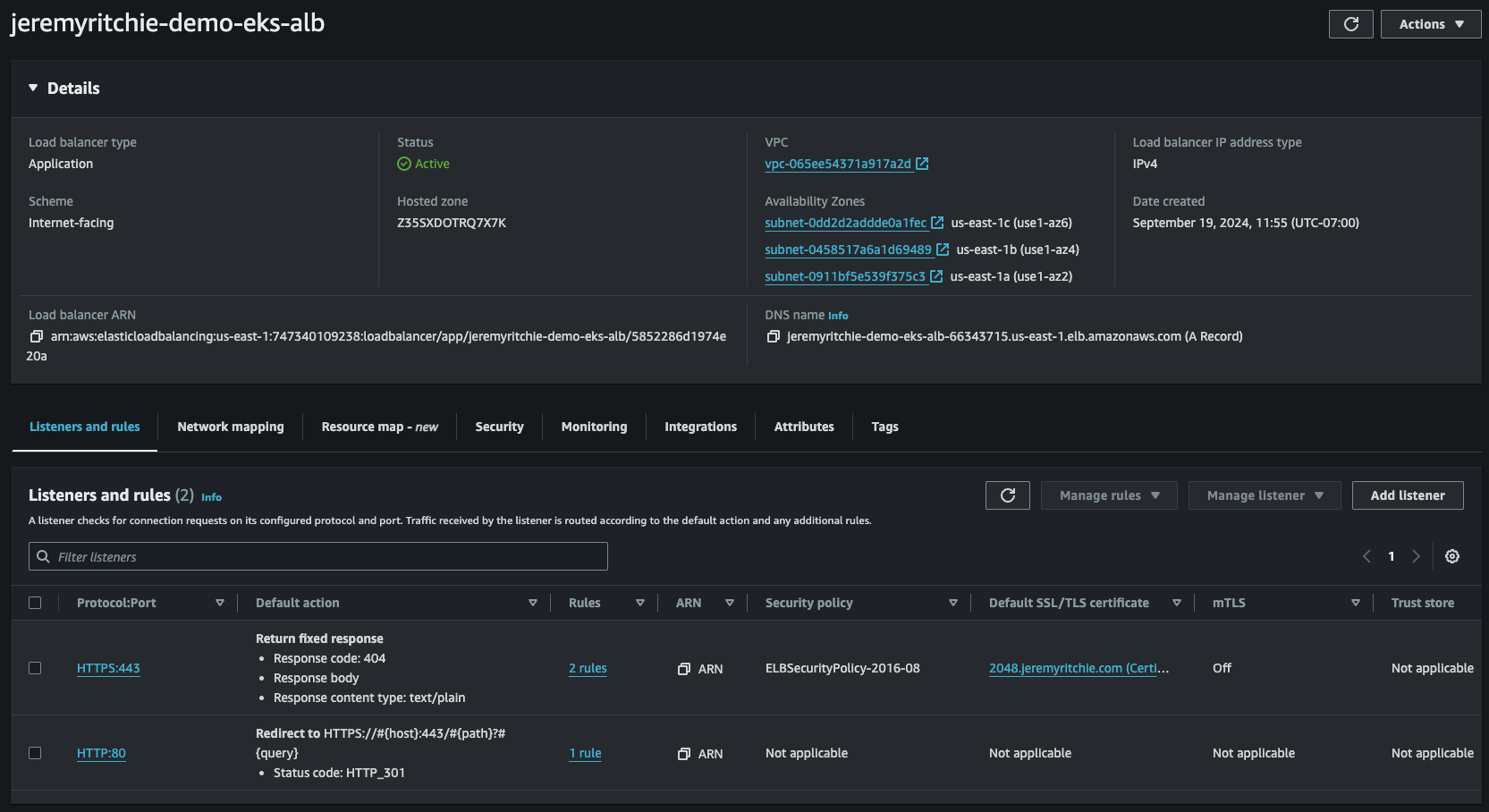 ALB created by AWS Load Balancer Controller