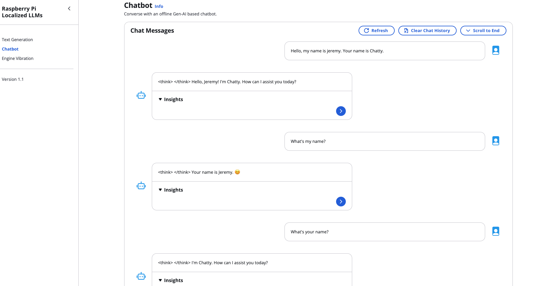 Chatbot with history