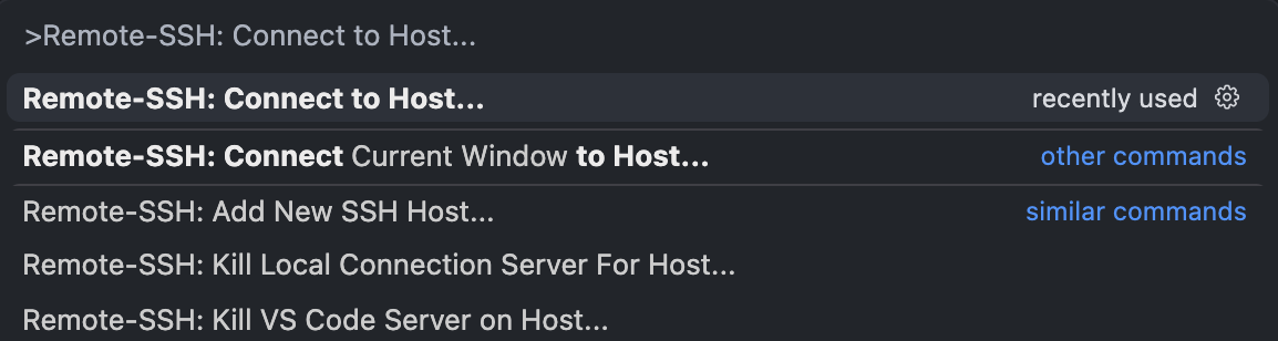 Command Palette - Connect to Host