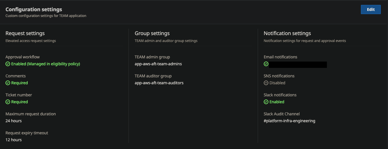 Team settings