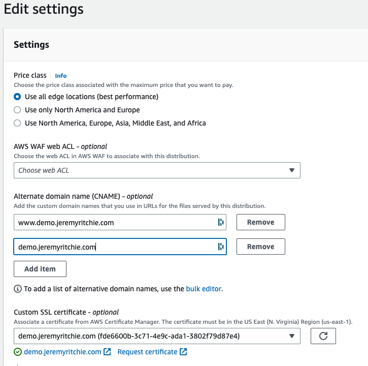 Adding ACM and Alternative Domain Names