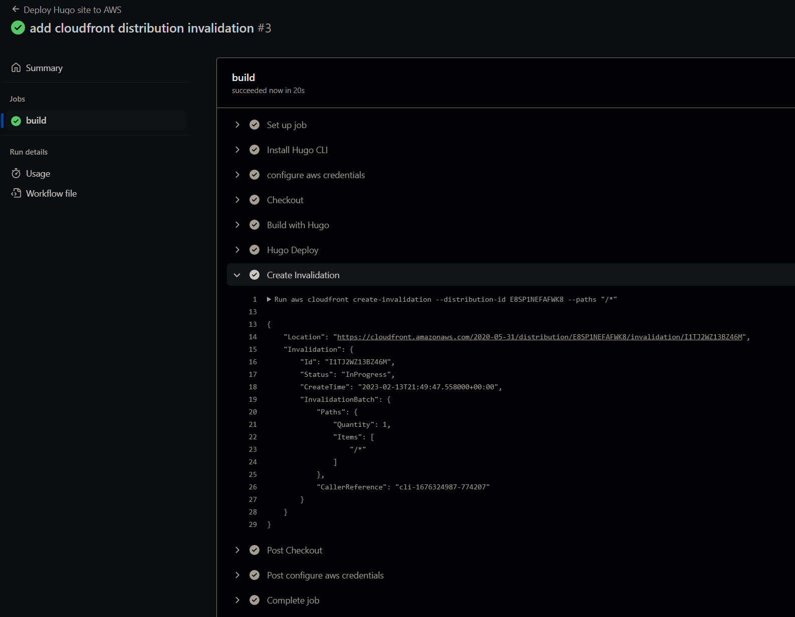 Cloudfront Invalidation Step